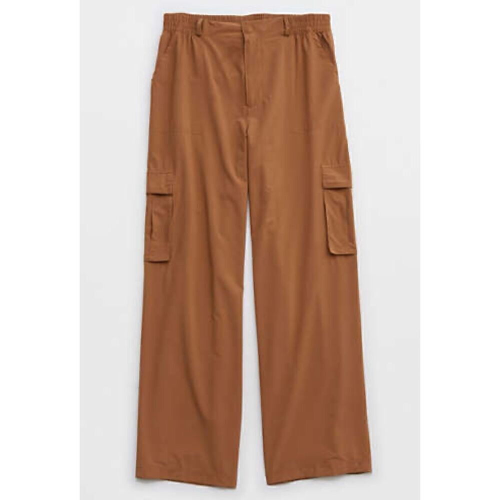 Aerie Cargo Camel Brown Wide Leg Pants size Large Long
